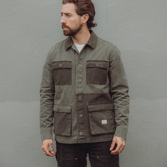 P&Co Men’s Khaki Surplus Jacket 100% Cotton Utility Chore Coat - Picture 2 of 14